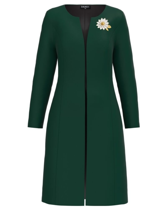 Jacheta de dama verde lunga imprimata cu model floral CMD3266