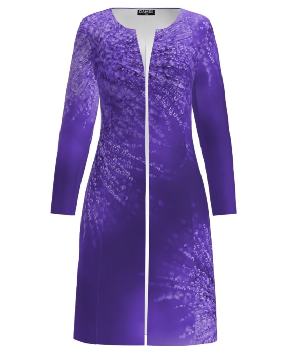 Jacheta de dama violet lunga imprimata picaturi de roua CMD1829