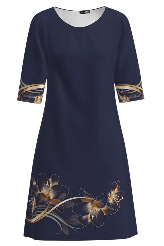 Rochie casual bleumarin imprimata Crini CMD1579