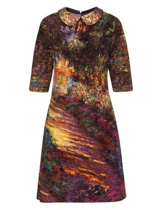 Rochie casual cu guler imprimata cu model multicolor CMD4079