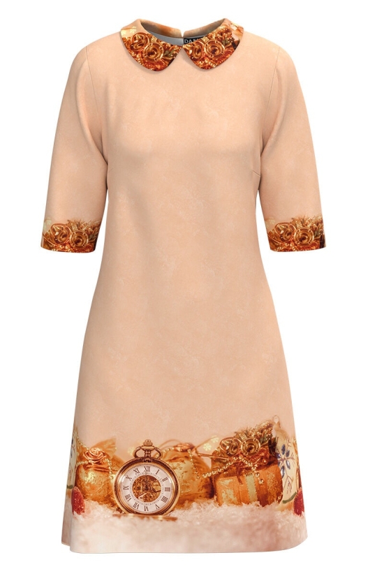 Rochie casual cu guler imprimata Vintage CMD3638