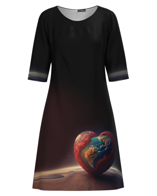 Rochie casual imprimata Ziua Pământului CMD4164
