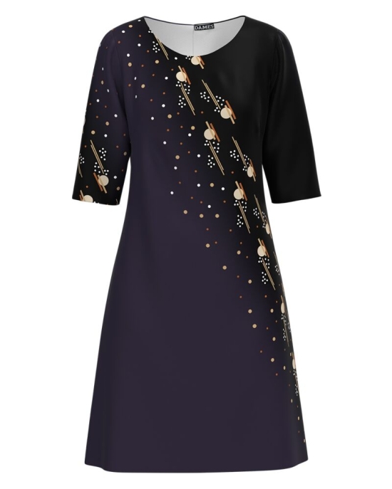 Rochie casual in doua culori imprimata cu model in contrast CMD3096