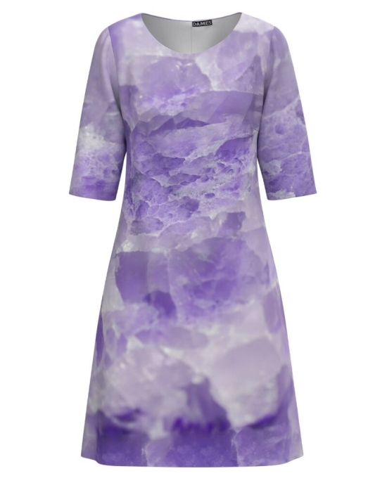 Rochie casual in nuante violet imprimata digital CMD1754
