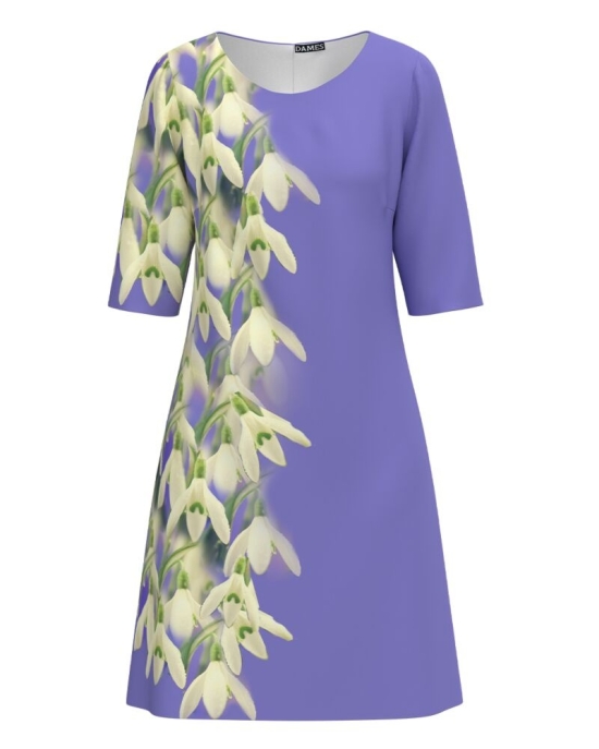 Rochie casual mov imprimata Ghiocei CMD3884