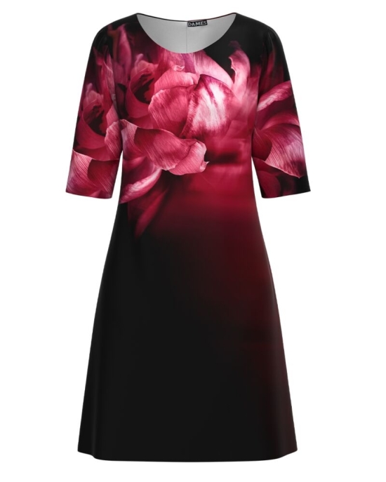 Rochie casual Viva Magenta cu imprimeu floral CMD3681