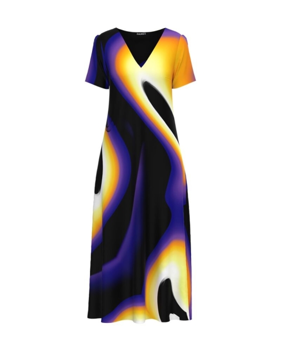 Rochie de vara lunga cu buzunare imprimata digital Multicolor CMD725