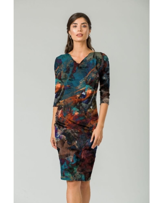 Rochie din catifea imprimata digital Abstract CMD238