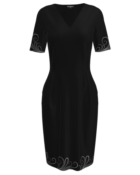 Rochie neagra casual imprimata cu model floral CMD4122