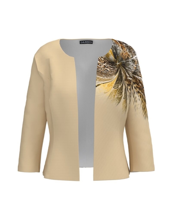 Sacou bej cambrat imprimat cu model animal print CMD3932