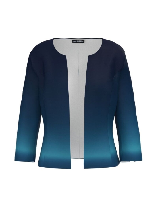 Sacou cambrat imprimat in nuante de albastru CMD4720