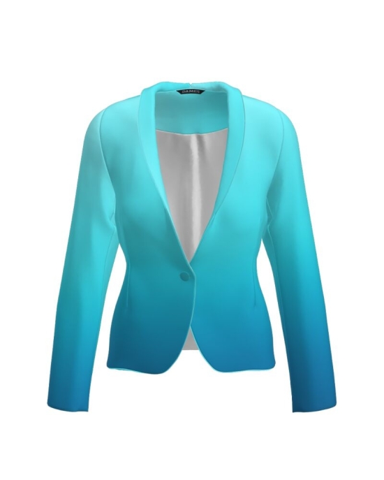 Sacou cambrat imprimat in nuante de bleu CMD1212