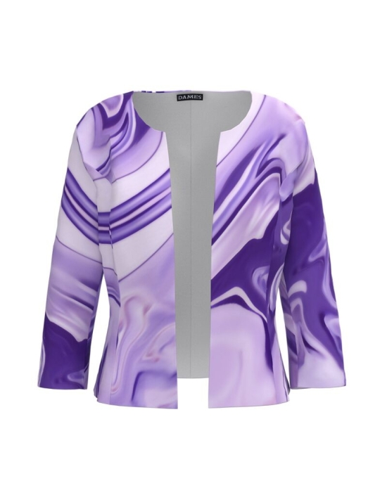 Sacou in nuante de mov cambrat imprimat cu model abstract CMD1764