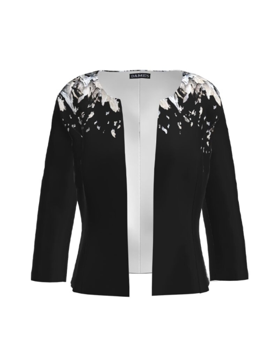 Sacou negru cambrat imprimat Abstract CMD1356