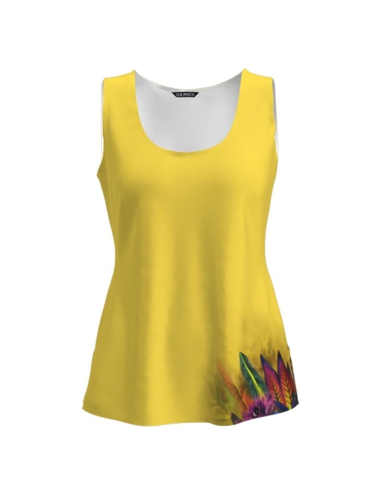 Top casual galben imprimat cu model multicolor CMD2489