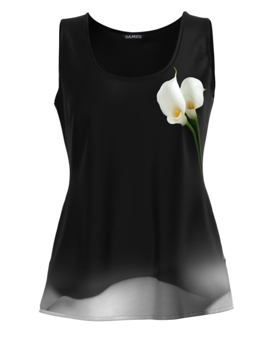Top casual negru imprimat cu model Cale CMD1022