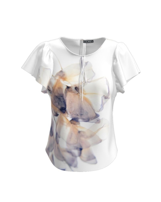 Bluza alba imprimata cu model abstract CMD847