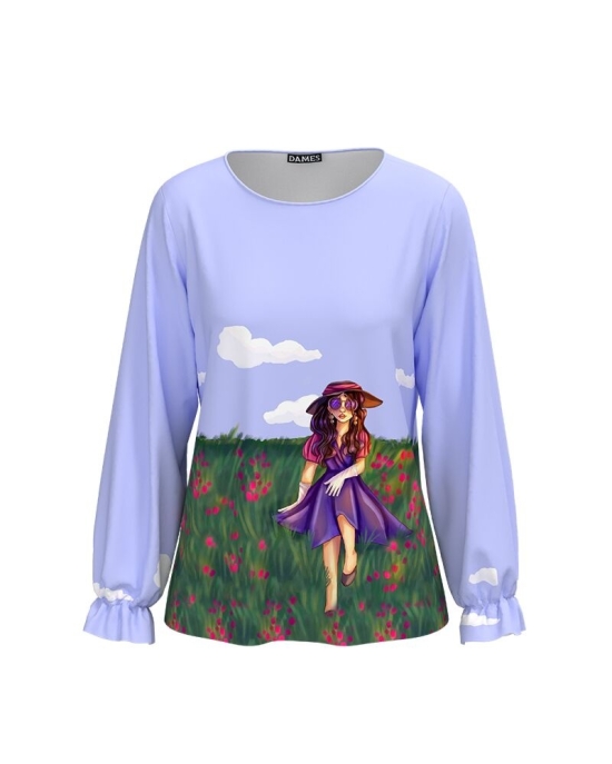 Bluza cu maneca lunga imprimata cu model Fetita CMD1453