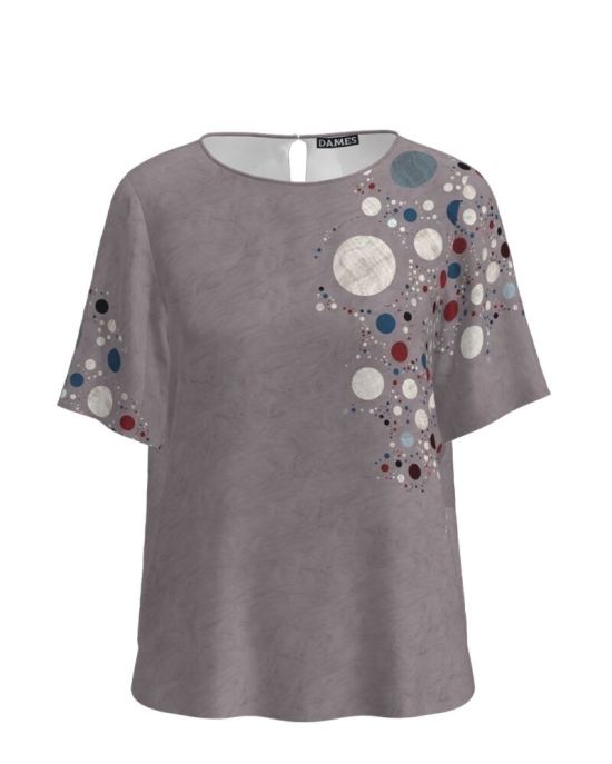 Bluza cu maneca scurta imprimata cu model multicolor CMD4448