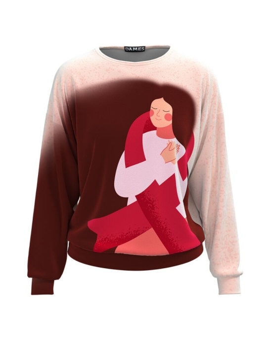 Bluza in doua culori tip hanorac din catifea cu imprimeu Simbol CMD1809