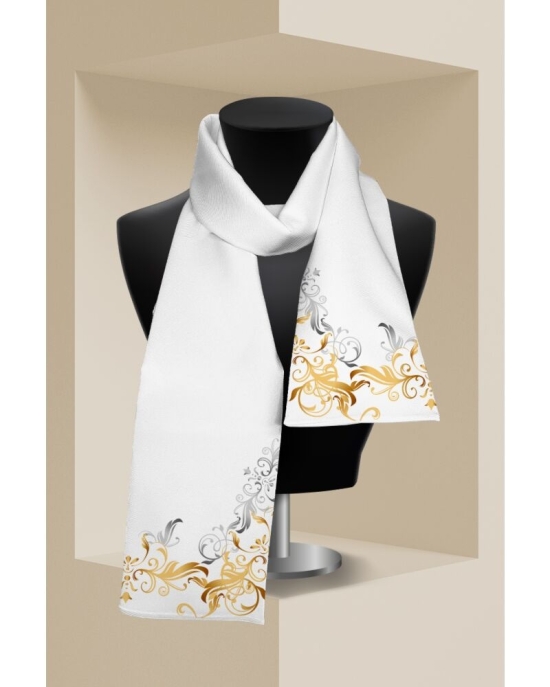 Esarfa alba subtire imprimata cu model Floral delicat CMD2116