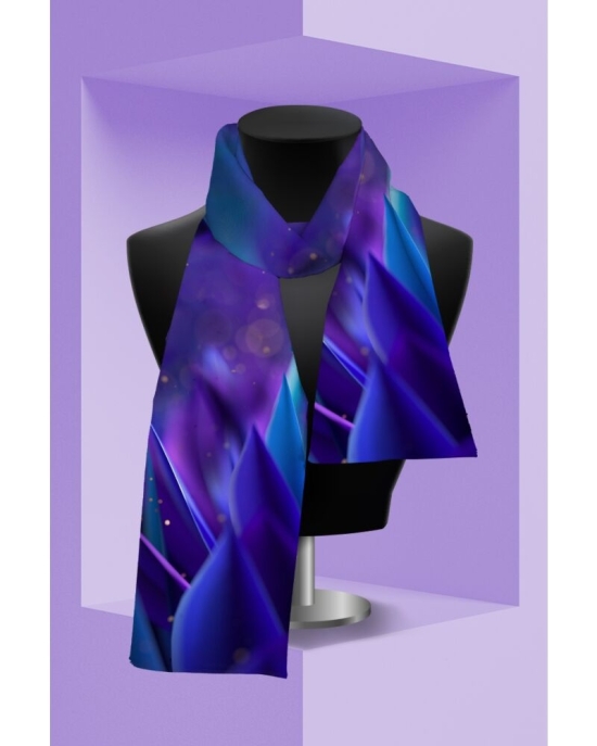 Esarfa albastru violet subtire imprimata cu model Floral CMD3335