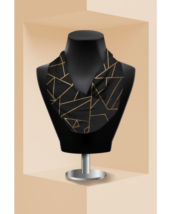 Esarfa neagra circulara din catifea imprimata cu model Grafic CMD1652
