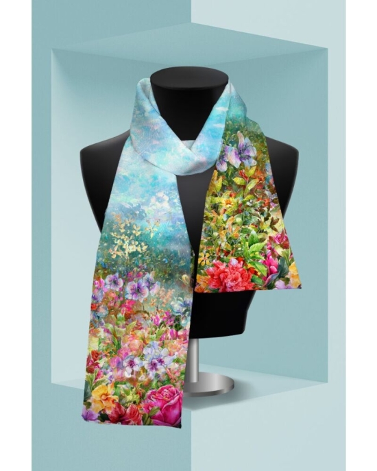 Esarfa subtire imprimata cu model floral multicolor CMD2115