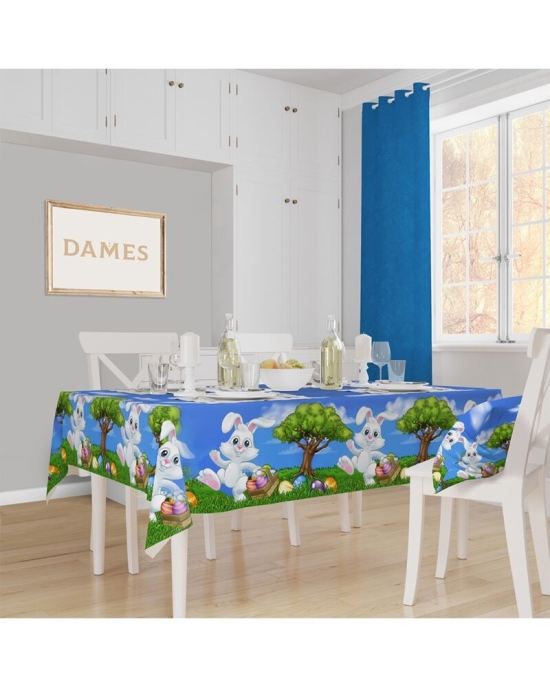Fata masa de Paste bleu din satin imprimat CMD2458