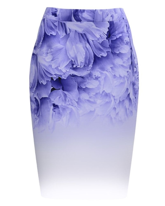 Fusta conica lila imprimata cu model floral CMD1776