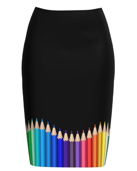 Fusta conica neagra imprimata Creioane colorate CMD3921