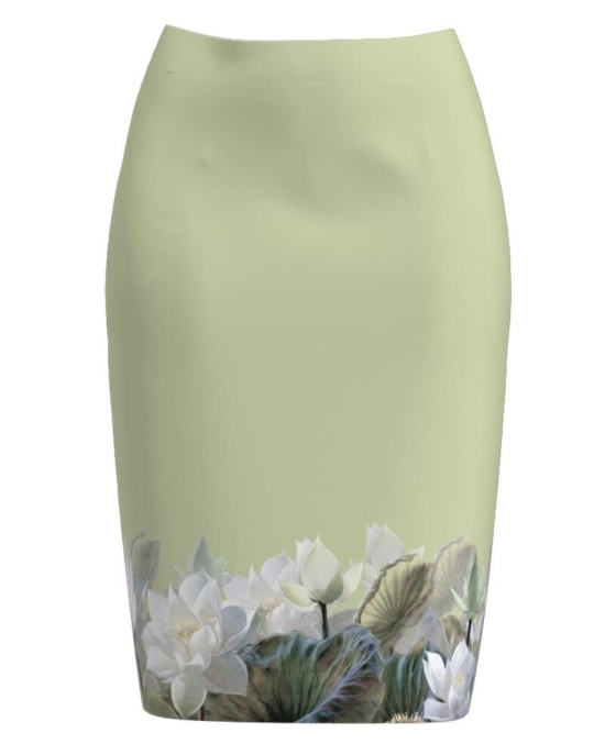 Fusta conica vernil imprimata cu model floral CMD2286