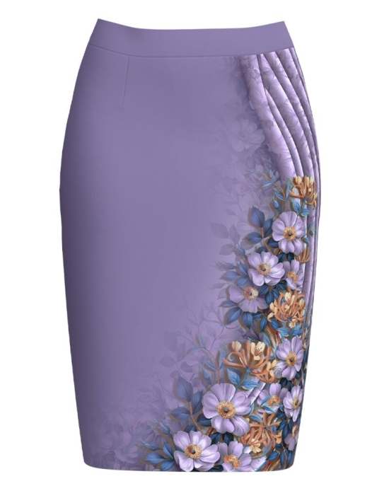 Fusta conica violet imprimata cu model floral CMD3933