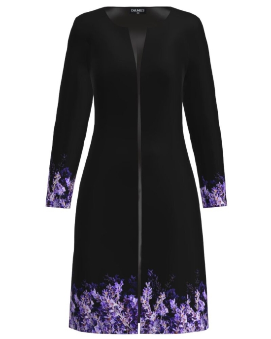 Jacheta neagra de dama cu imprimeu Lavanda CMD1562