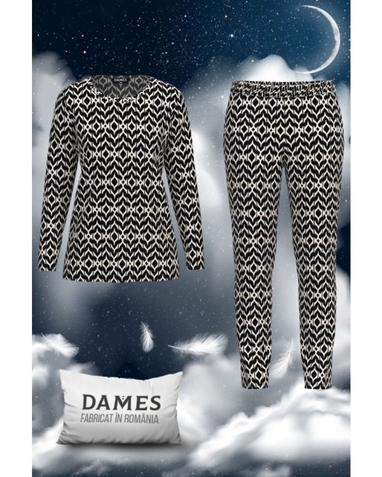 Pijamale de dama chic cu imprimeu geometric CMD1573