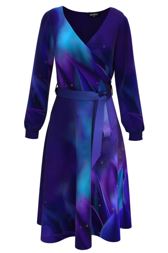 Rochie casual albastru violet imprimata cu model floral