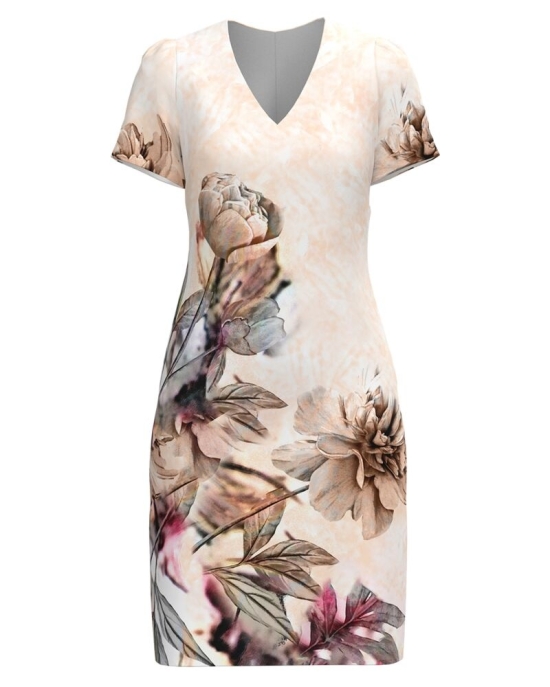 Rochie casual cu decolteu in V imprimata Floral CMD4387