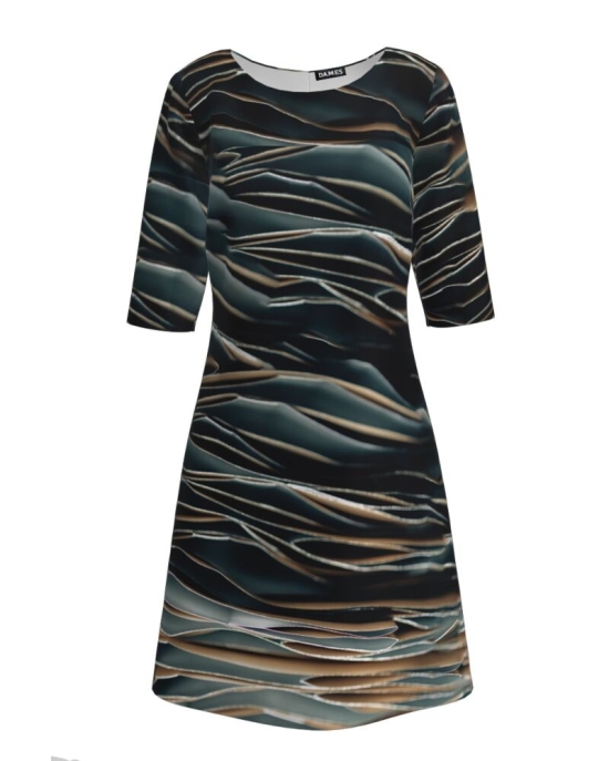 Rochie casual cu maneca imprimata digital abstract Terra CMD189