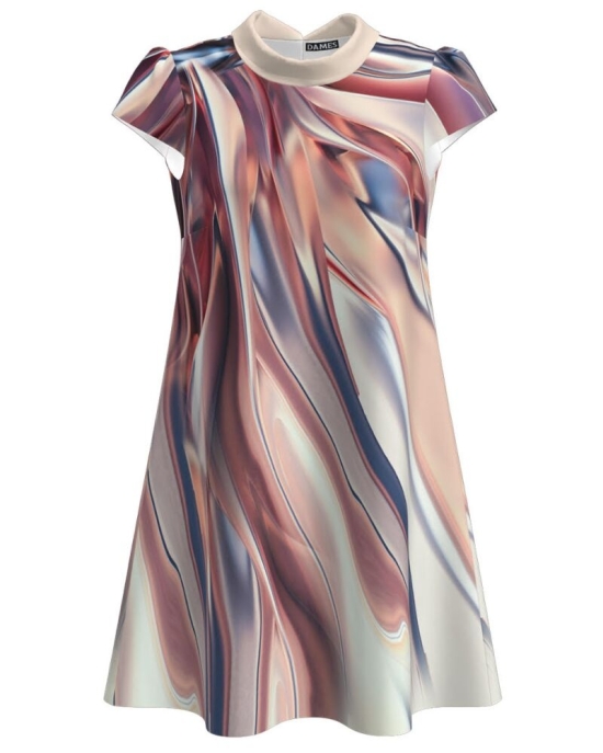 Rochie casual imprimata digital cu model abstract CMD2723