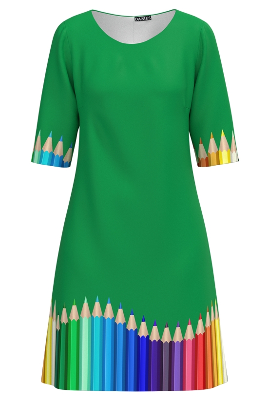 Rochie casual verde imprimata Creioane colorate CMD6062