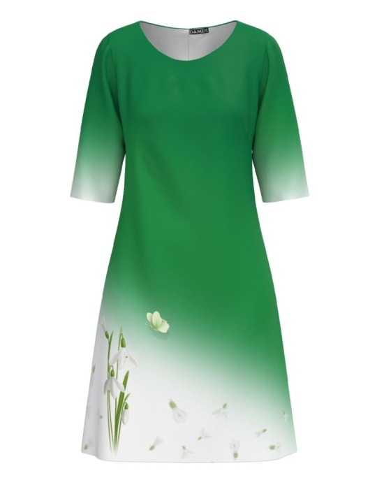 Rochie casual verde imprimata cu model Ghiocei CMD3905