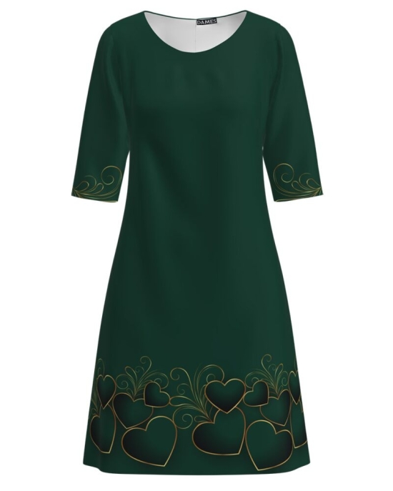 Rochie casual verde imprimata cu model inimi CMD1850