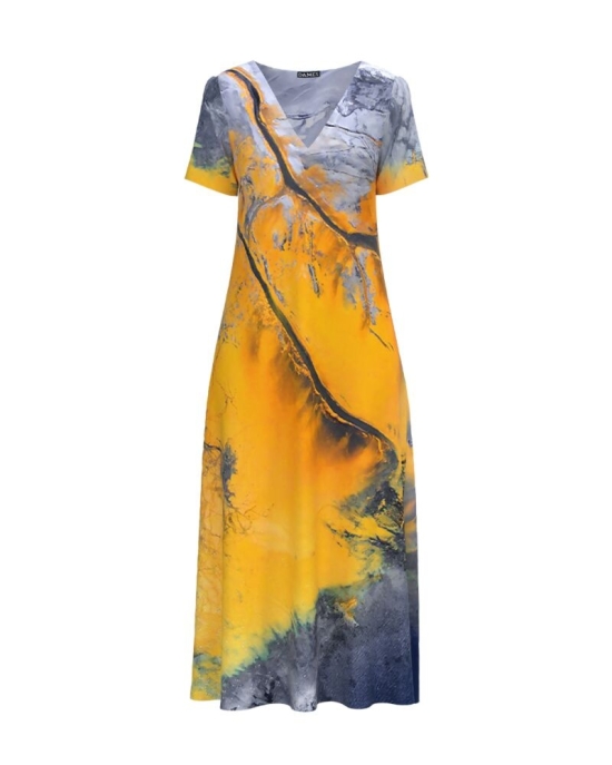 Rochie de vara lunga cu buzunare imprimata digital CMD922