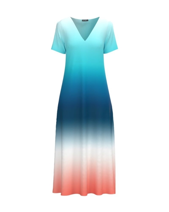 Rochie de vara lunga cu buzunare imprimata digital Degrade CMD726