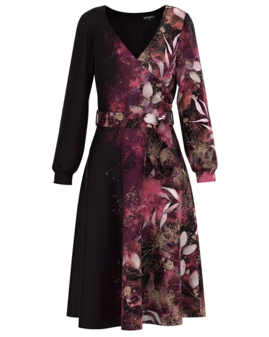 Rochie eleganta cu maneca lunga imprimata digital CMD1379