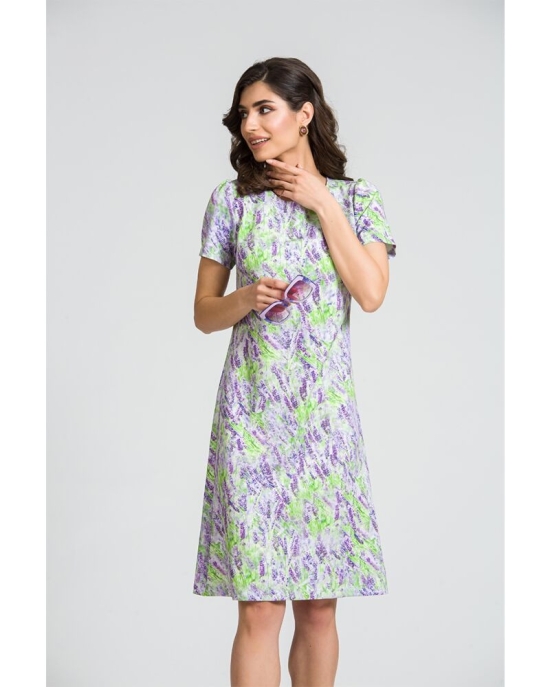 Rochie evazata imprimata digital Lavanda CMD80
