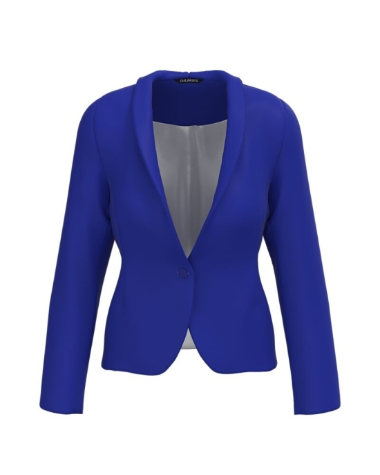 Sacou office albastru cambrat imprimat digital CMD3314