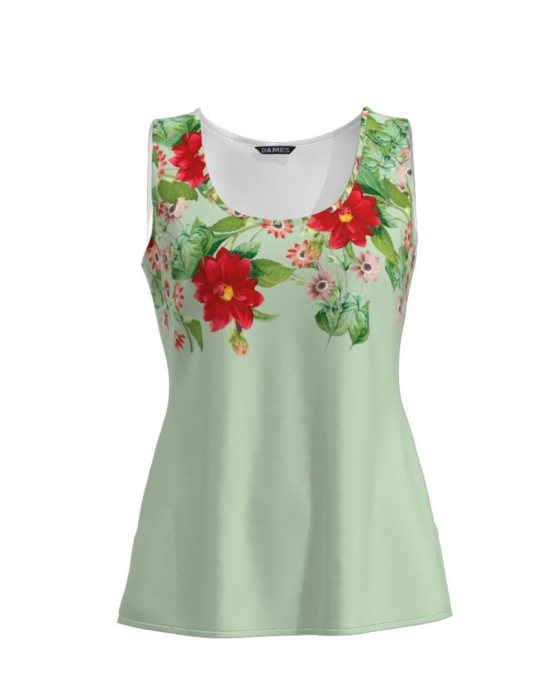 Top casual vernil imprimat cu model Floral CMD788