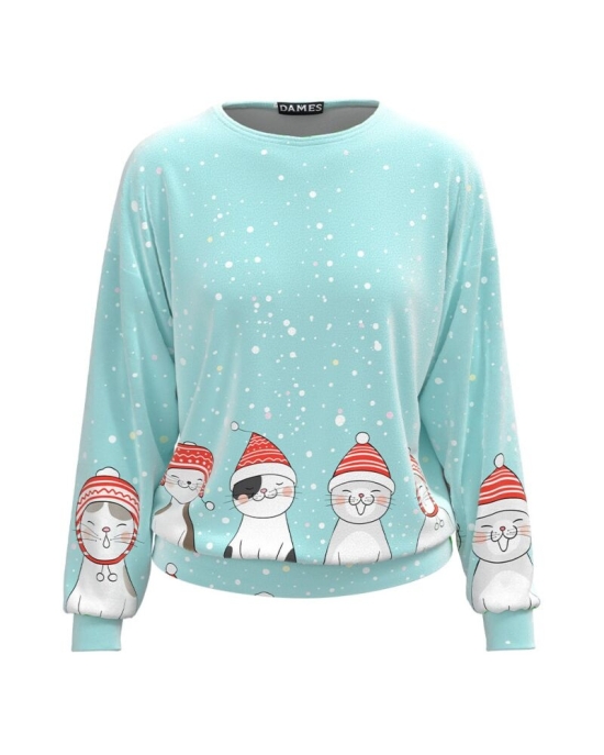 Bluza bleu tip hanorac din catifea cu imprimeu animat CMD1626