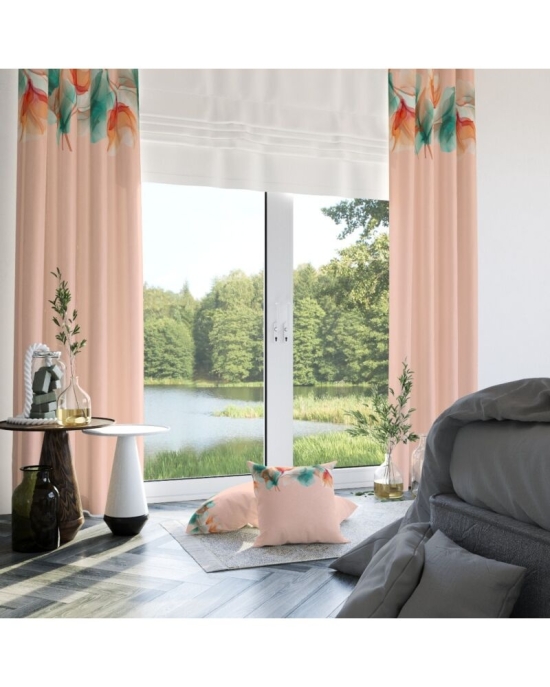 Draperie Peach Fuzz din satin cu model multicolor CMD5026